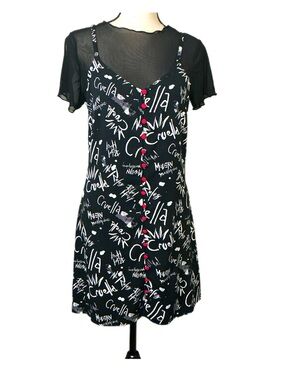 Disney Parks Her Universe Cruella De Vil Dress Medium Mesh Overlay Gothic M